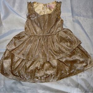 Biscotti Gold‎ Glittery Kids 3T Holiday Dress Christmas Birthday Layers Ruffles